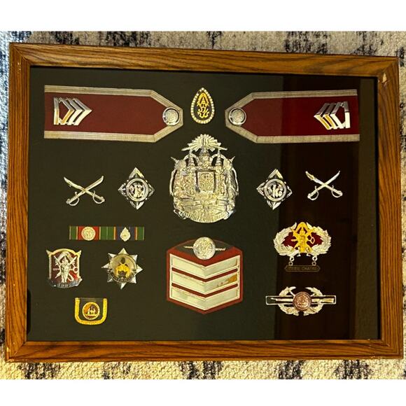 Framed Authentic Thailand Uniform Police Badge Collection Frame 14 X 11" - Picture 2 of 10